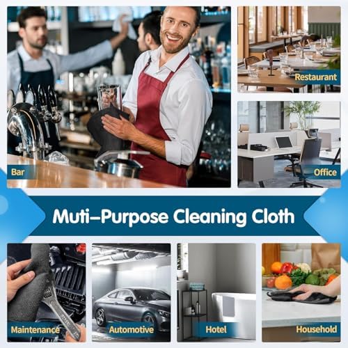FIXSMITH Black Microfiber Cleaning Cloth -Pack of 12, Highly Absorbent Cleaning Rags, 16"X12" All Purpose Cleaning Towels for Housekeeping, Kitchen, Car, Lint Free and Reusable Microfiber Towels - Image 6
