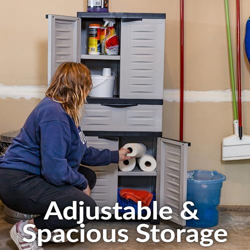Sunnydaze 57" Garage Storage Cabinet with Doors & Shelves, Gray - Image 4