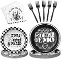 125 Pcs Emo Goth Punk Party Tableware for 25 Guests Scene Goth Rock Birthday Decorations | Punk Skull Thorn Disposable Plates Napkins Forks, Emo Gothic Supplies for Halloween Blink 182 Theme Party by Rokochoes