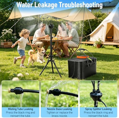 Bonviee 5.3FT Standing Misters for Outside, 5.8Gal Tank, Tripod, 5200mAh Pump, 8 Nozzles - Image 5