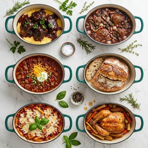 Larder & Vine 8 qt Oval Enameled Cast Iron Dutch Oven Pot, Bondi - Image 2