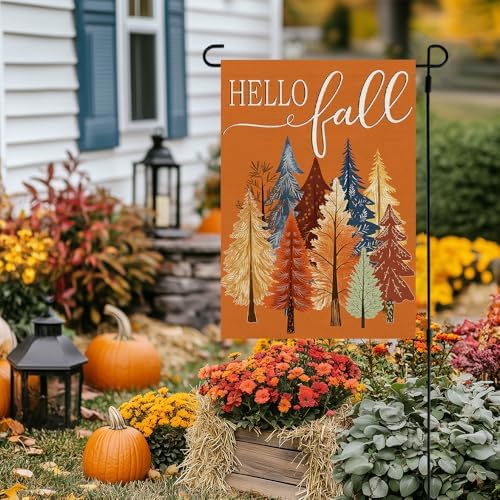 CROWNED BEAUTY Fall Welcome Trees Garden Flag for Outside 12x18 Inch Orange - Image 6