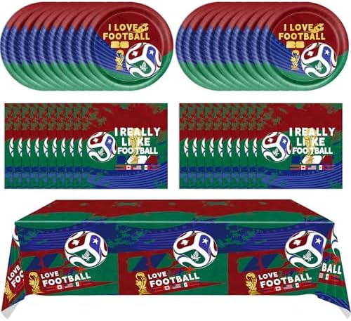 41Pcs Soccer Party Decorations 2026 Soccer Party Supplies Football Soccer Theme Plates Napkins Tablecloth,for Watch Party Game Day Kids Birthday Global Soccer Celebration Supplies by Mainivo
