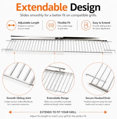 Utheer 19.7"-32.2" Adjustable Grill Warming Rack for Nexgrill/Dynaglo - Image 6
