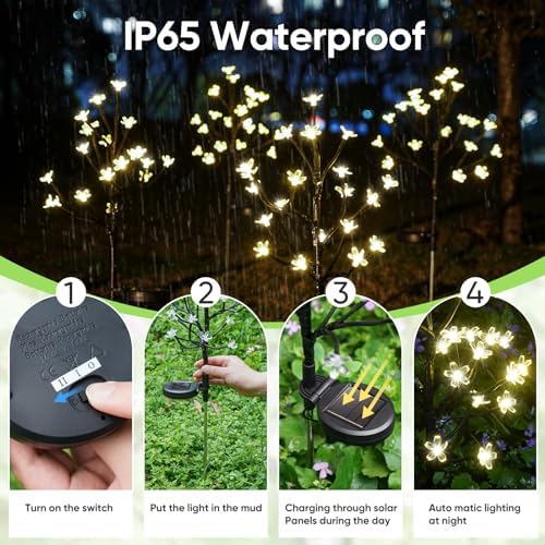8 Pack Solar Lights Outdoor Waterproof, Garden Lights Solar Flowers - Image 2