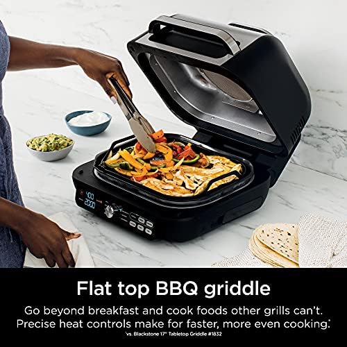 Ninja IG651 Foodi Smart XL Pro 7-in-1 Indoor Grill/Griddle Combo, use Opened or Closed, Air Fry, Dehydrate & More, Pro Power Grate, Flat Top, Crisper, Smart Thermometer, Black - Image 4
