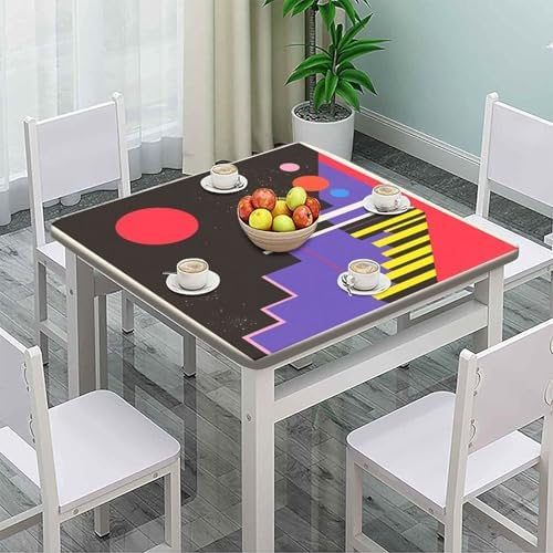 Fitted Outdoor Table Cloth, Modern Minimalism Pattern Printed on Fade Resistant Table Covers with Elastic, Great for Outdoor Picnics Patio Lunch, Fit for 60" x 60" Square Tables - Image 2