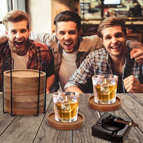 Acacia Wood Coasters Set of 8 Bar Accessories Table Decor Wooden Coaster - Image 6