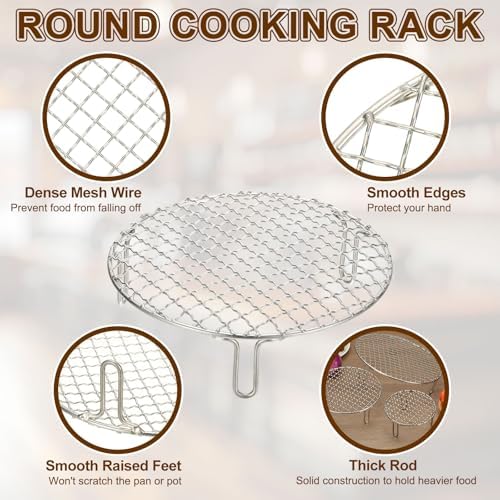 uxcell 11.5 Inch Round Cooking Rack, Stainless Steel Canning Racks with Legs, Barbecue Mesh Grill for Baking Cooling Steaming Cookware - Image 3