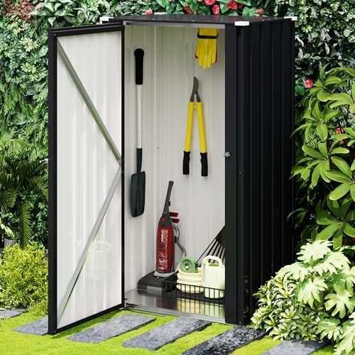 Devoko 22 Cuft Vertical Storage Shed Without Adjustable Shelves, Black by DEVOKO