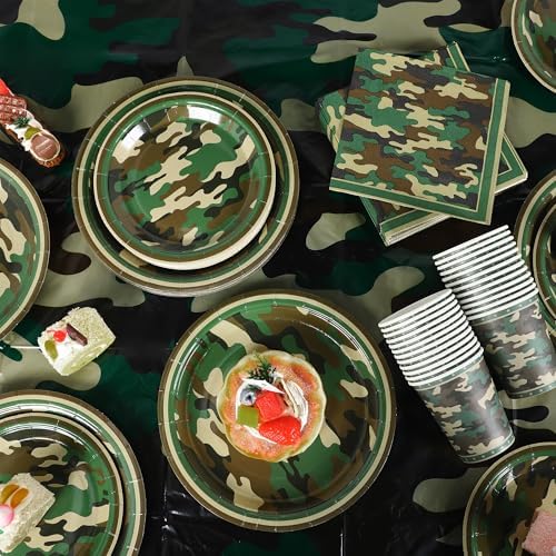 Kochorie 97 Pieces Camouflage Party Supplies Camo Disposable Tableware Set - Image 3