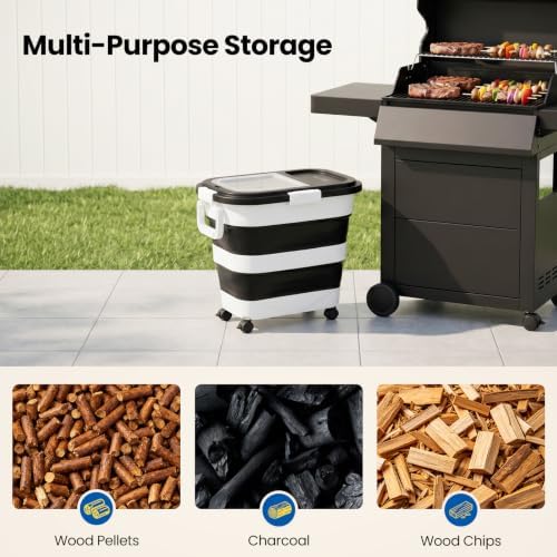 Wood Pellet Storage Container 30-40lbs, Wheeled Bin with Clear Window - Image 6