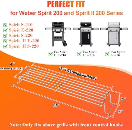 Hisencn Stainless Steel Warming Rack for Weber Spirit II & Spirit 200 - Image 2