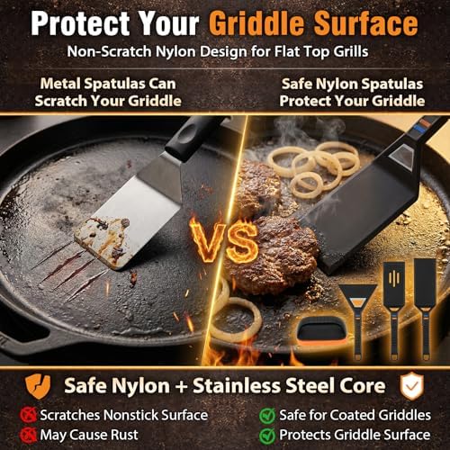 Utheer Griddle Kit, 17 x 13 Inch Pre-Seasoned Cast Iron Flat Top - Image 2