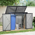 64.75'' Metal Outdoor Garbage Bin Shed Stores,2 Trash Cans,Black by Unknown