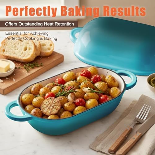 2.5 QT Enameled Cast Iron Sourdough Bread Oven, Loaf Pan with Lid - Image 7