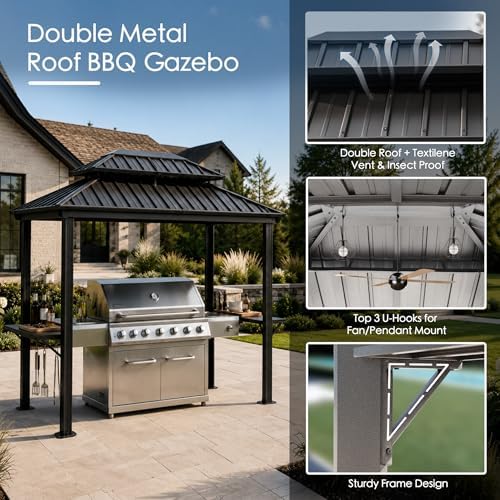 Kozyard 6' x 8' BBQ Hardtop Grill Gazebo, Outdoor Grill Shelter - Image 5
