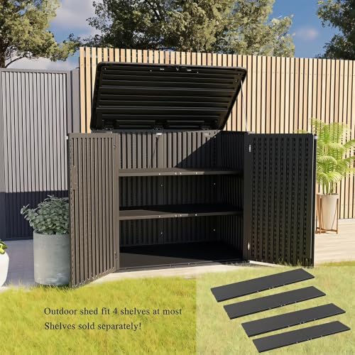 KINYING Larger Outdoor Storage Shed Weather Resistance, Resin Sheds & Outdoor Storage for Garden, Patios, Backyards, 48 Cu.Ft Tool Shed for Garbage Cans, Lawn Mower, Garden Tools,Black - Image 7