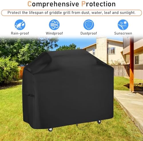 Grill Cover for Cuisinart 28" Outdoor Flat-Top Barbecue Covers, Waterproof 2-in-1 Carbon Steel Griddle Gas Grill Cover - 53" L×24" W×39" H - Image 5