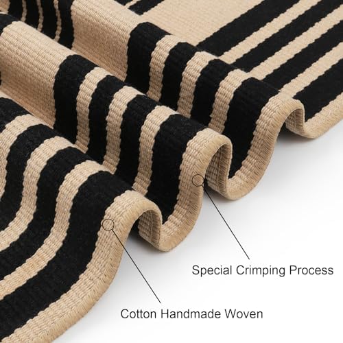 Fall Front Door Mat 24"x35", Cotton Washable Striped Outdoor Rug - Image 3