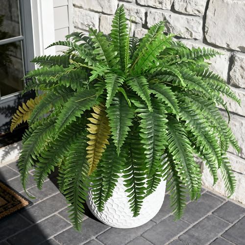 2PCS 45in Fake Ferns- Large Artificial Plants Outdoor, UV Resistant Artificial Ferns for Outdoors, 60 Branches Faux Boston Fern Realistic Weatherproof Fake Plants for Porch Home Patio Hanging Decor - Image 2