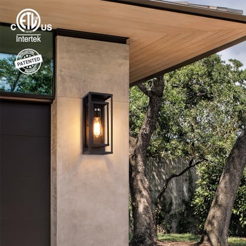 mirrea 14" Modern Outdoor Porch Wall Light, Matte Black, 2 Pack - Image 4
