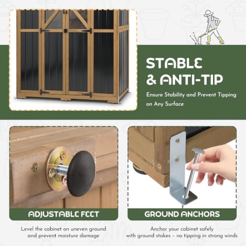 Extra Large Outdoor Storage Cabinet Weatherproof, Garden Shed with Shelves - Image 4