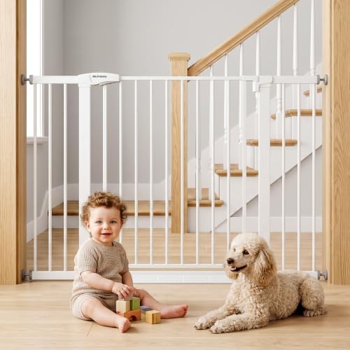 Mumeasy 36-55 in Extra Wide Baby Gate for Stairs, 36 in Tall Pet Gate,White by Mumeasy-FocusonBabyPetSafetyGate