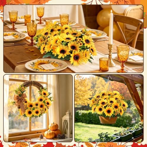 AmyHomie Artificial Sunflowers for Outdoors Fall Decor, 2 Bouquets - Image 4