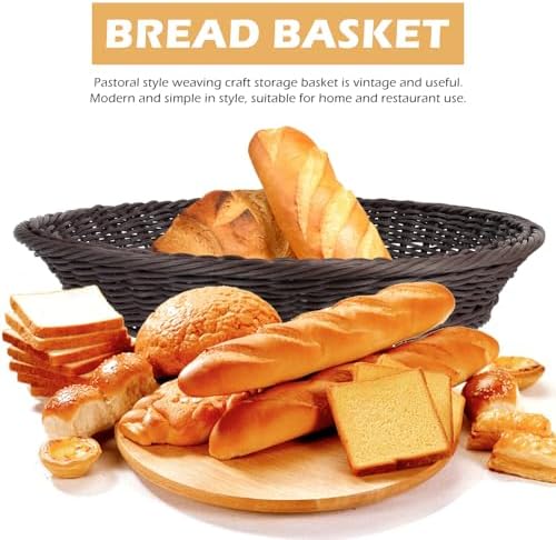 Multipurpose Woven Bread Basket Storage for Tabletop Serving | PP Plastic, Natural Woven Look, Large Capacity for Dried Fruit and Pastries, Modern Simple Style - Image 5