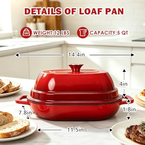 Wdmiya Dutch Oven for Sourdough Bread Baking, Shallow Base & Dome Lid 5 QT - Image 2