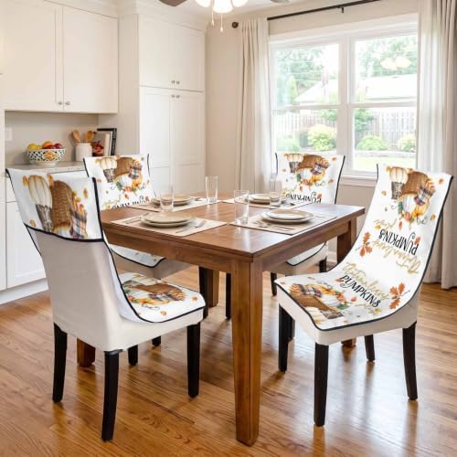 Fall Patio Dining Chair Covers 4 Pack Harvest Pumpkin Basket Outdoor Folding Chair Cover Non-Slip Chair Protectors Owl Maple Leaves Thanksgiving Camping Chair Slipcovers for Yard Lawn Garden Beach - Image 3