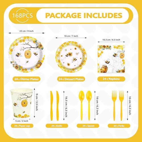 168 Pcs Bee Birthday Party Decoration Serves 24 ﻿ - Image 2