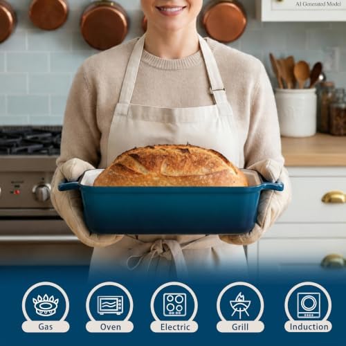 11x5 Inch Cast Iron Loaf Pan with Lid, Sourdough Bread Baking - Image 2