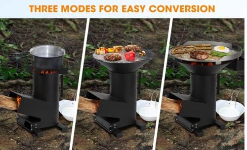 ONLYFIRE GRILLS 3-in-1 Rocket Stove with Griddle, Grate & Pot Rack, GS302 - Image 4