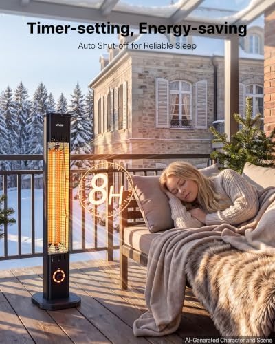 VEVOR Infrared Heater 1500W Electric Space Heater 8 Heat Settings Black - Image 5