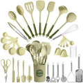 Kikcoin 43 PCS Silicone Kitchen Utensils Set, Dishwasher Safe Kitchen Cooking Utensils Set, 446°F Spatulas Silicone Heat Resistant, Non Toxic Silicone Utensils Set With Two-Tone Grip Handles, Green by Kikcoin