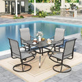 Sophia & William Patio Dining Set for 4, Square Table & Grey Swivel Chairs by SophiaWilliam