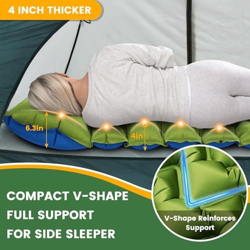 2 Pack 4-Inch Ultralight Camping Sleeping Pads with Foot Pump - Image 5