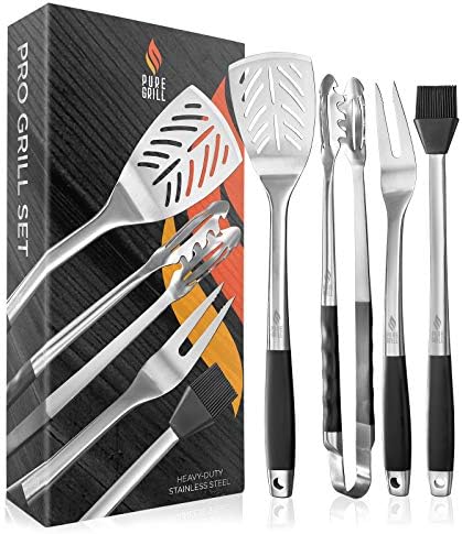 Pure Grill 4-Piece Stainless Steel BBQ Tool Utensil Set - Professional Grade Barbecue Accessories - Image 6