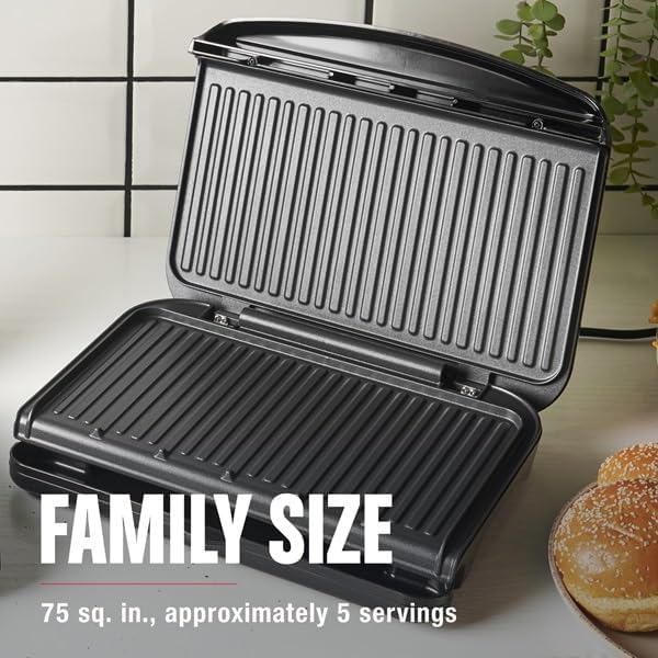 George Foreman Family Grill & Panini Press, Ceramic Nonstick - Image 3
