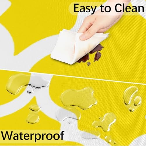 Fitted Round Tablecloth with Umbrella Hole and Zipper Yellow Moroccan Outdoor Elastic Table Cloth 45"-56" Oil-Proof Waterproof Morocco Geometric Patio Table Cover for Dining Picnic Party - Image 5