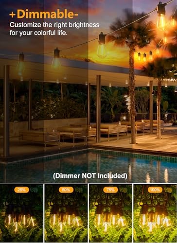 Brightown Outdoor String Lights 190FT with 60+2 Shatterproof Edison Bulbs, Waterproof Hanging Patio Lights Outside for Backyard Deck Garden Party Xmas Decor, 2700K - Image 2