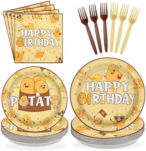 96Pcs Funny Potato Birthday Cartoon Party Decorations, Serves 24 by Greencian