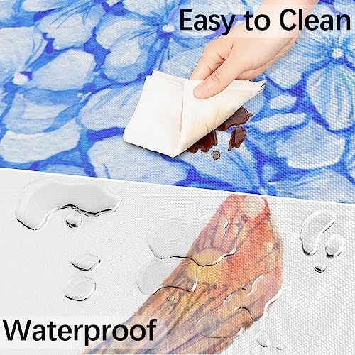 Fitted Round Tablecloth with Umbrella Hole and Zipper Flowers Hydrangeas Outdoor Elastic Table Cloth 36"-44" Oil-Proof Waterproof Dragonflies Patio Table Cover for Picnic Party - Image 5