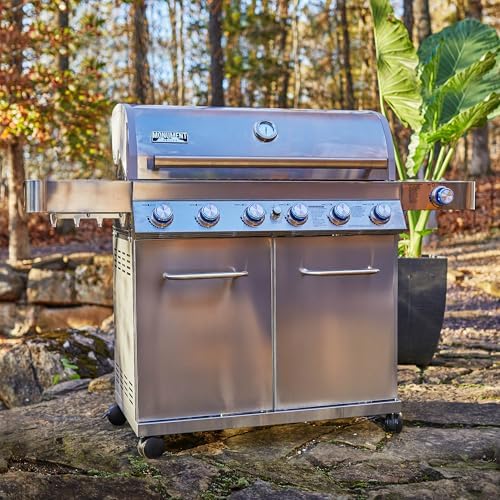 Monument Grills 77352 6+1 Burner Stainless Steel Cabinet Style Propane Gas Grill with Knob Controls, Side Burner, Built-In Thermometer, and Rotisserie Kit - Image 4