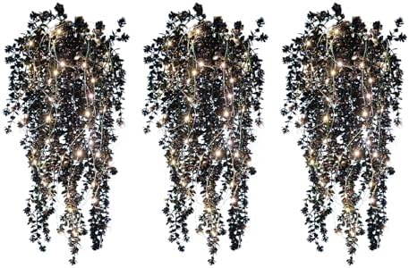 RECUTMS Black Hanging Flowers with Light Faux Hanging Plants Black Greenery by RECUTMS