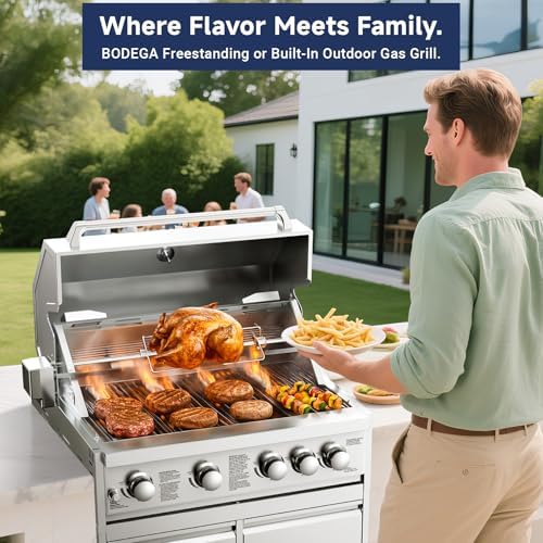 BODEGA 30 Inch 5-Burner Propane Gas Grill with Rotisserie Chicken Fork Kit, 58000-BTU Outdoor Gas Grill for Kitchen, LPG/NG Convertible, Backyard BBQ Grill with Temperature & Rear Infrared Burner. - Image 2