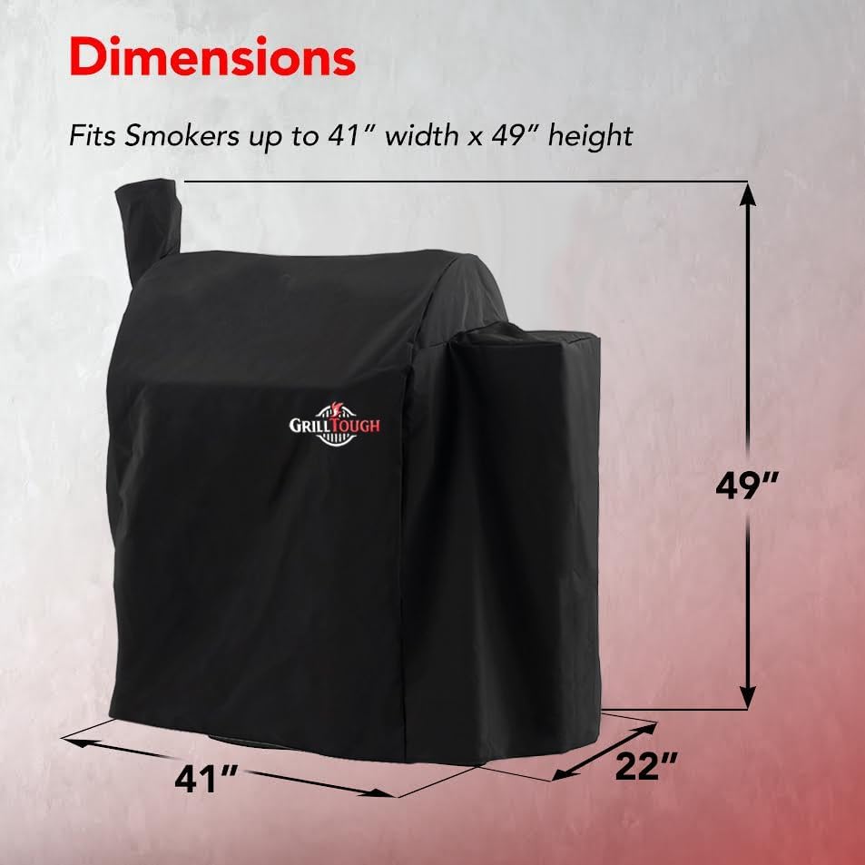GrillTough Heavy Duty Smoker Cover, Adjustable Straps, Black - Image 5