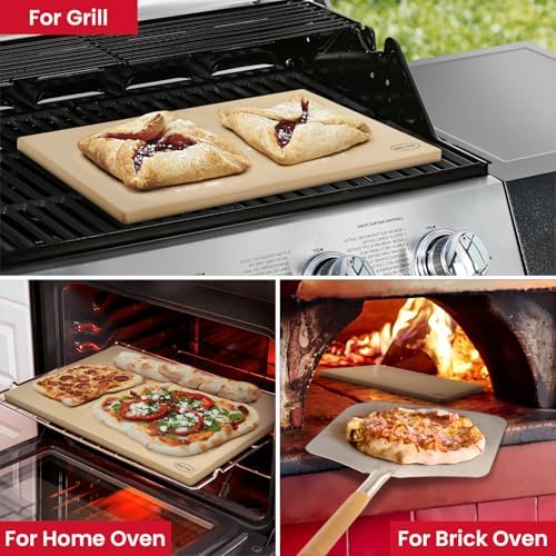 Unicook 22 x 14 Inch Extra Large Pizza Stone for Oven and Grill, 12.4 Lbs - Image 5